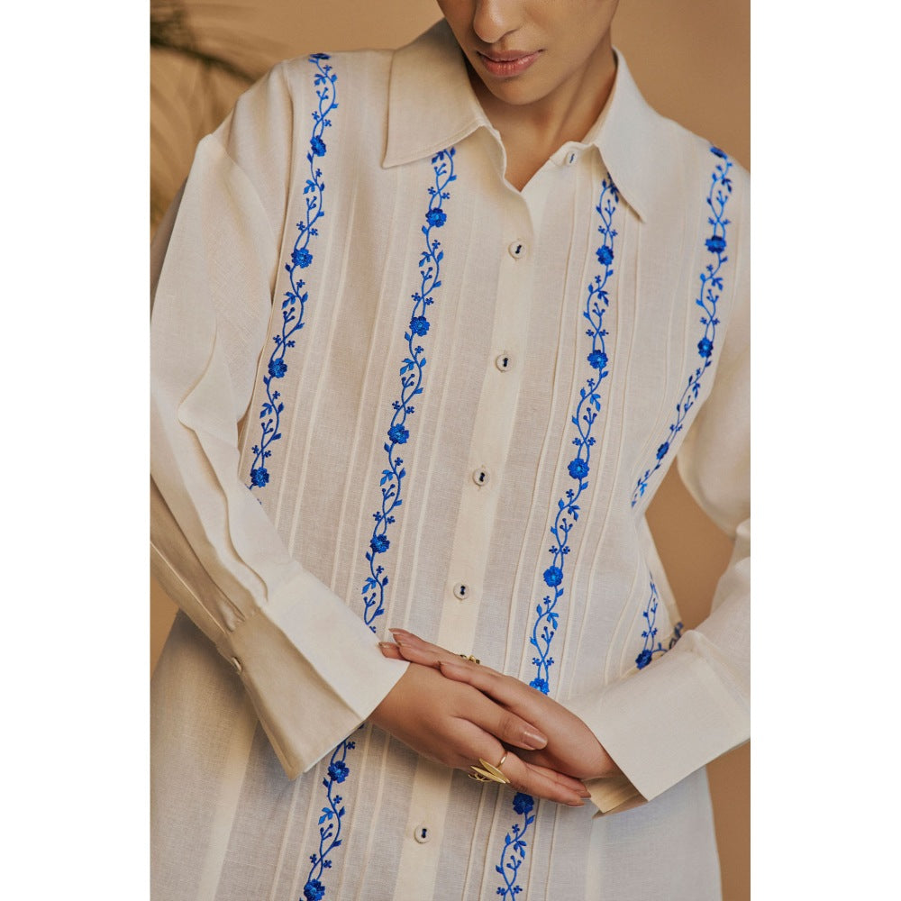 ORIGANI Ivory Embroidered Shirt