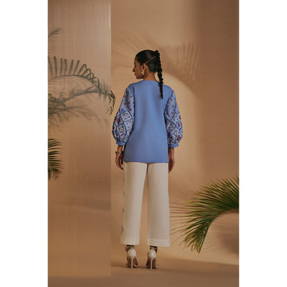 ORIGANI Blue Embroidered Tunic