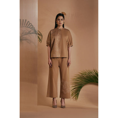 ORIGANI Brown Embroidered Tunic
