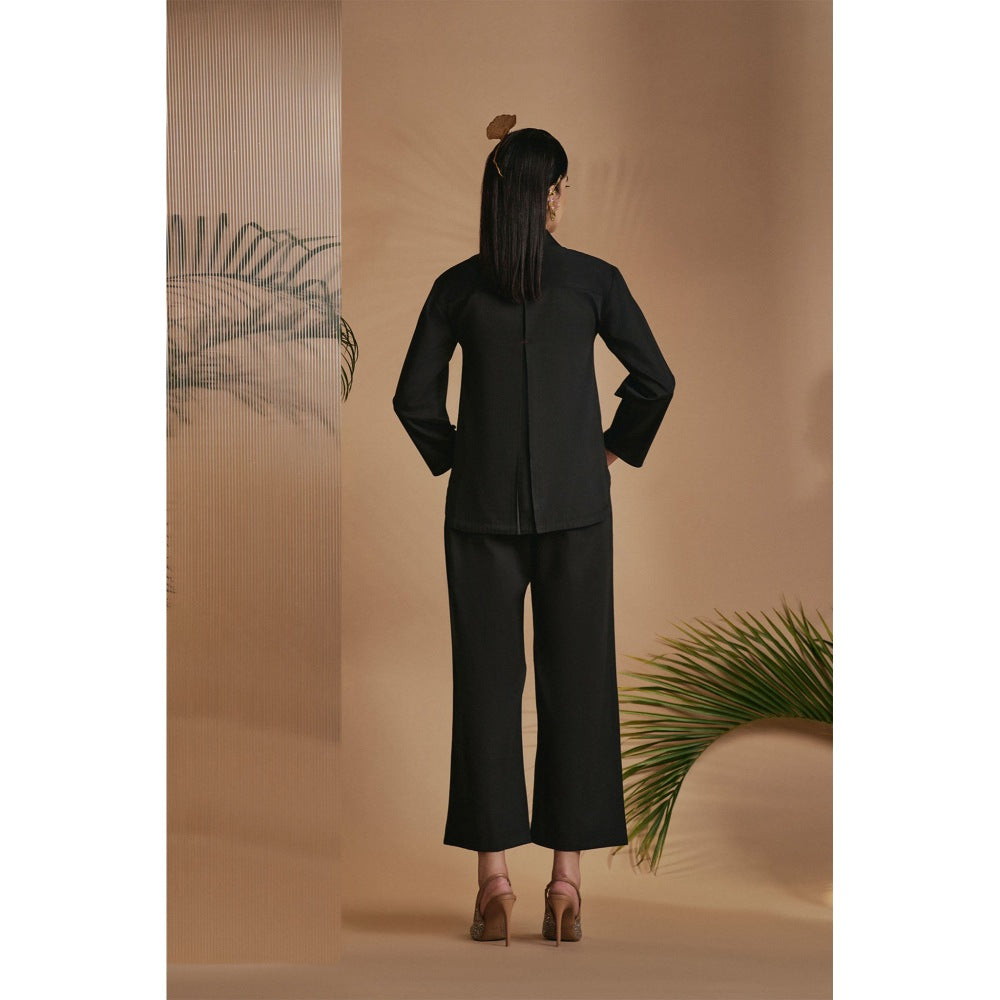 ORIGANI Black Embroidered Shirt