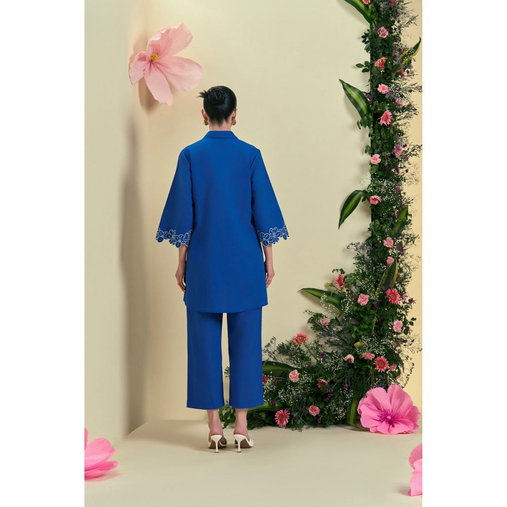 ORIGANI Blue Elise Kurta With Pant (Set of 2)