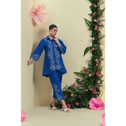 ORIGANI Blue Elise Kurta With Pant (Set of 2)