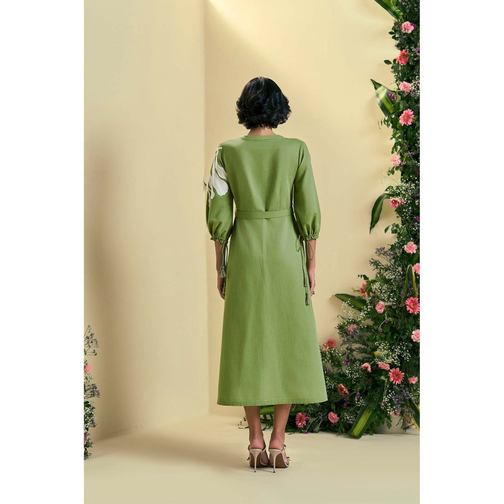 ORIGANI Green Iris Dress With Belt (Set of 2)