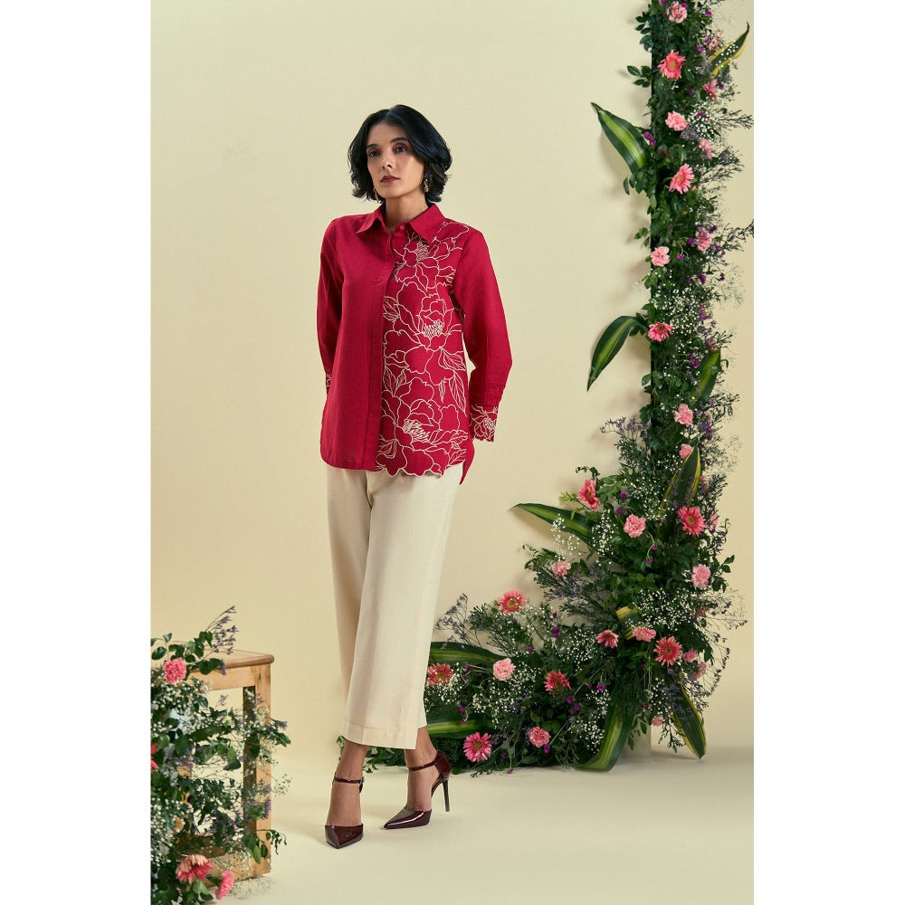 ORIGANI Red Bloom Shirt