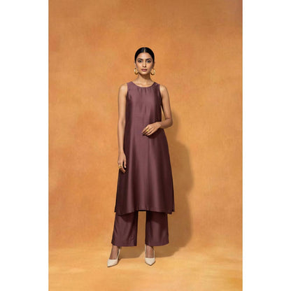 ORIGANI Multi-Color Chanderi Silk Round Neck Stripes Kurta with Pant and Jacket