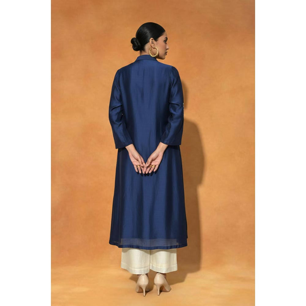 ORIGANI Blue and Ivory Celestial Top with Pant and Jacket
