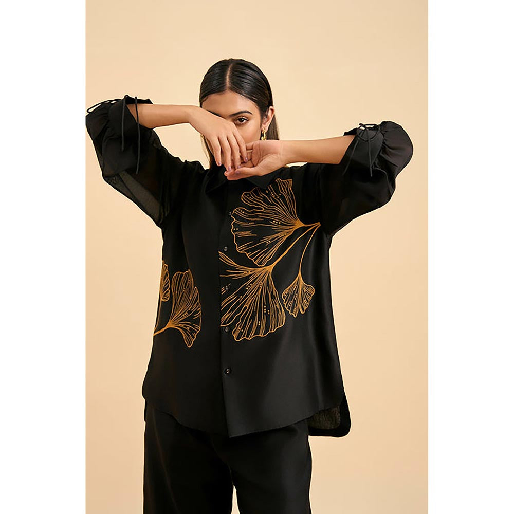 ORIGANI Black Ginkgo Black Shirt