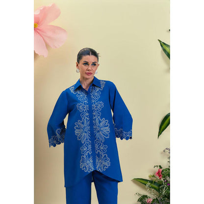 ORIGANI Blue Elise Embroidered Shirt