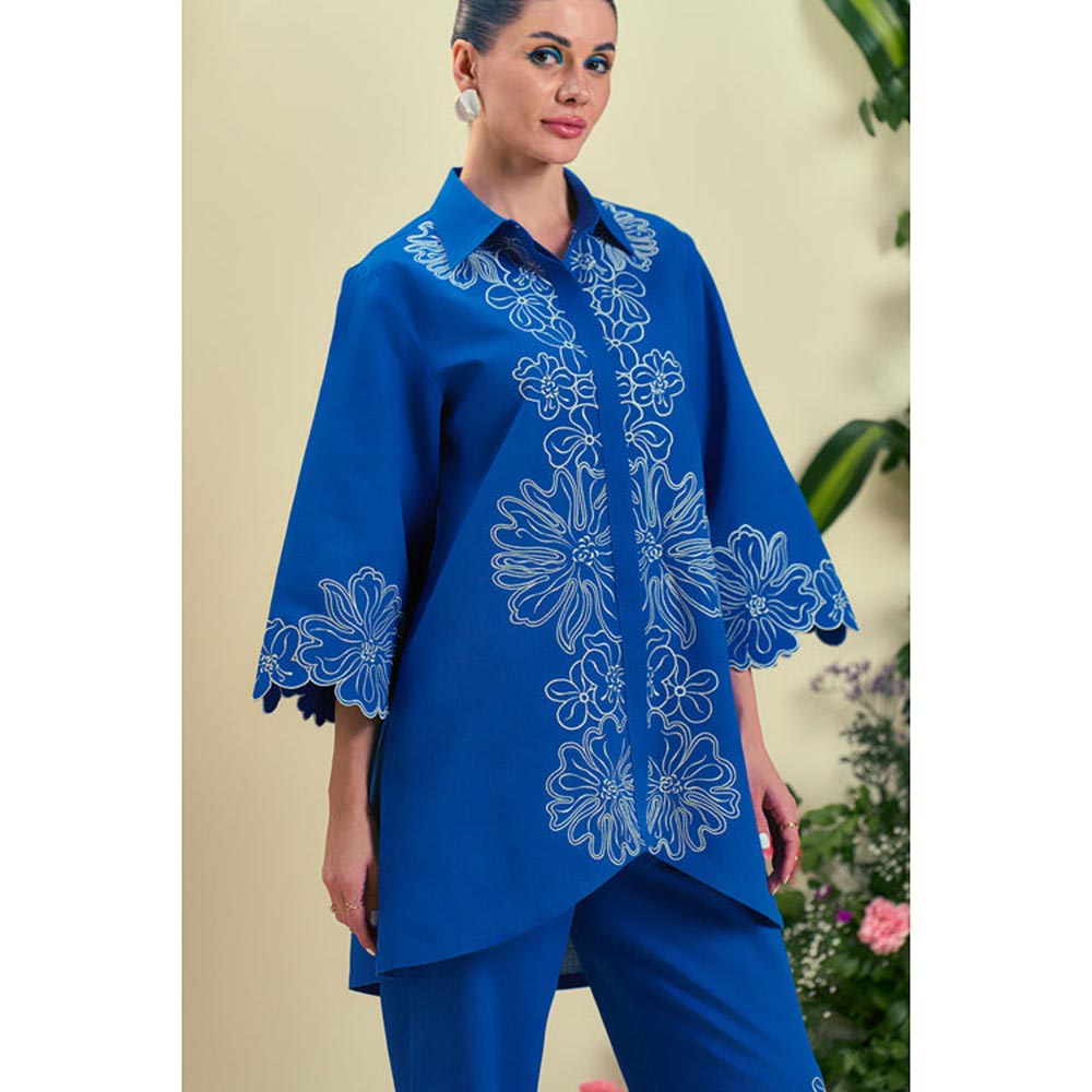 ORIGANI Blue Elise Embroidered Shirt