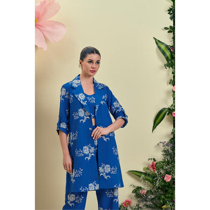 ORIGANI Blue Brisa Embroidered Blazer Jacket