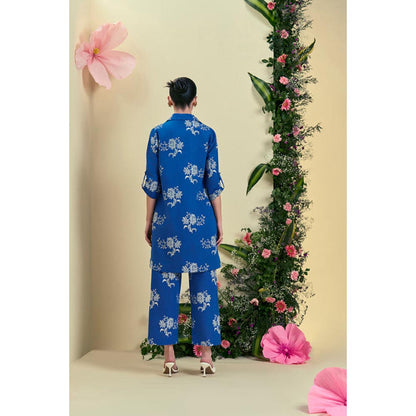 ORIGANI Blue Brisa Embroidered Blazer Jacket