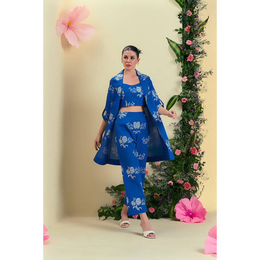 ORIGANI Blue Brisa Embroidered Blazer Jacket