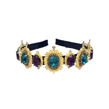 ORNAMAAS Purple Teal Green Victorian Hair Band