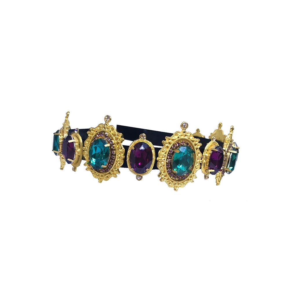 ORNAMAAS Purple Teal Green Victorian Hair Band