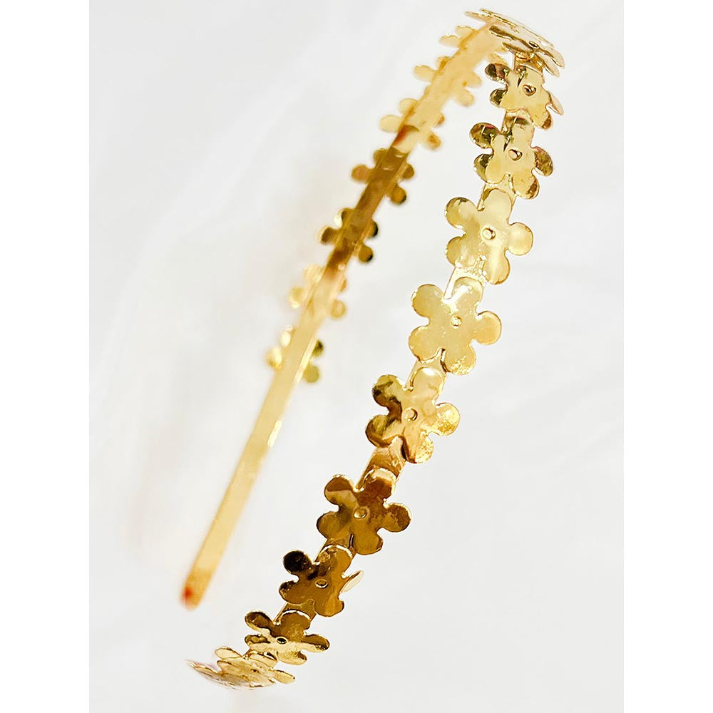 ORNAMAAS 22K Gold Plated Flower Hair Band
