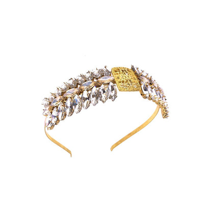 ORNAMAAS Princess White Crystal Marquis Hair Band