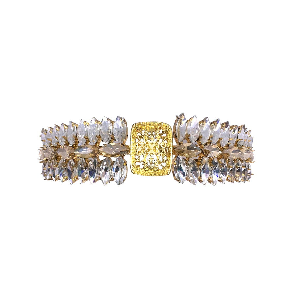 ORNAMAAS Princess White Crystal Marquis Hair Band