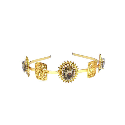ORNAMAAS Gold Topaz Pearl Aura Rock Hair Band