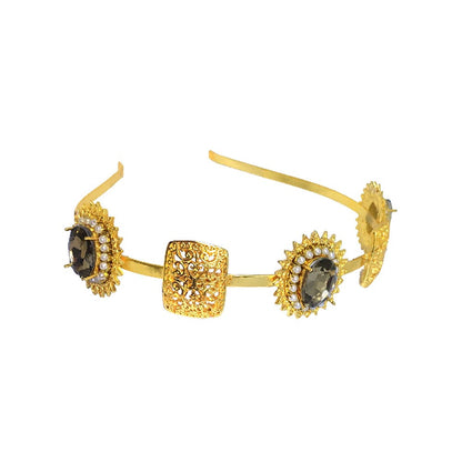 ORNAMAAS Gold Topaz Pearl Aura Rock Hair Band