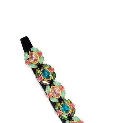 ORNAMAAS 22K Gold Plated Multi-Colored Hair Band