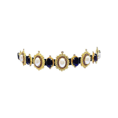 ORNAMAAS Arania Navy Blue Pearl Hair Band