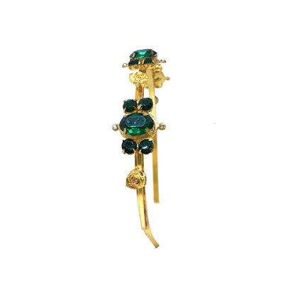 ORNAMAAS 22K Gold Plated Emerald Rose Hair Band