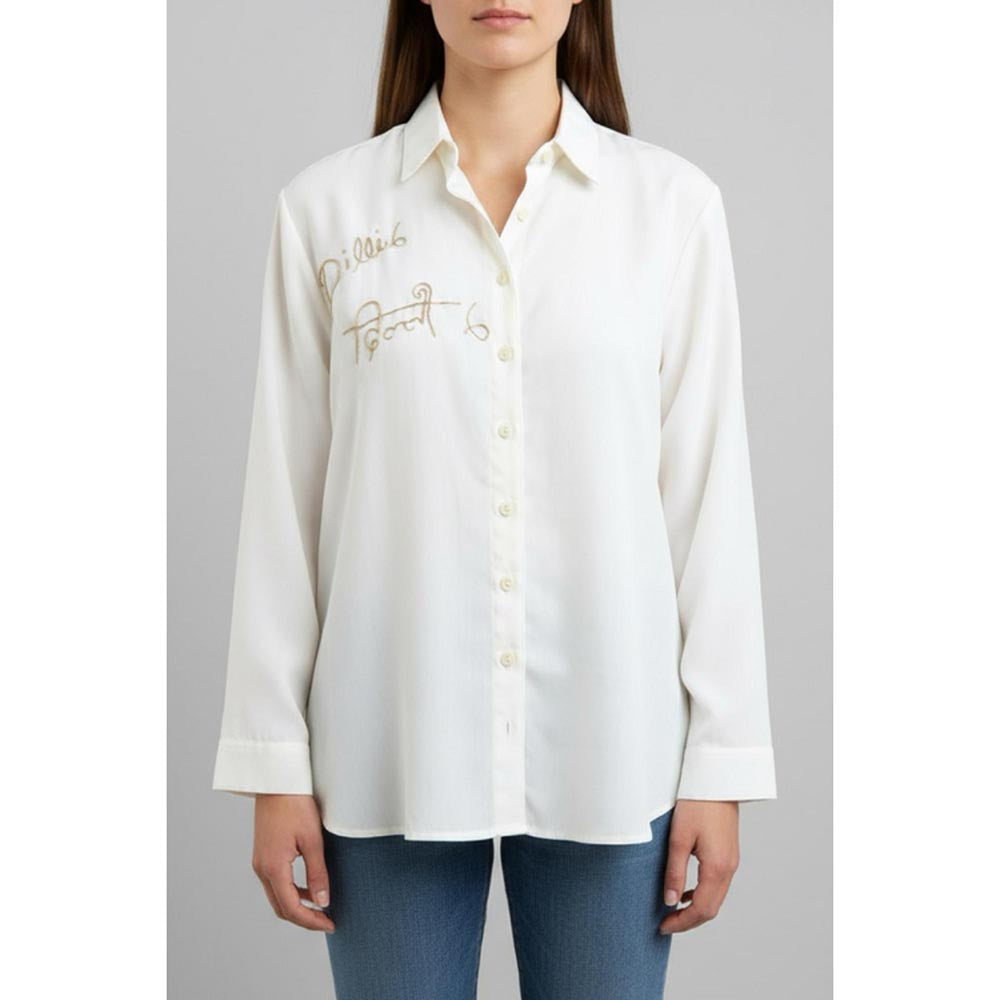ORNAMAAS Dilli6 White Embroider Georgette Shirt