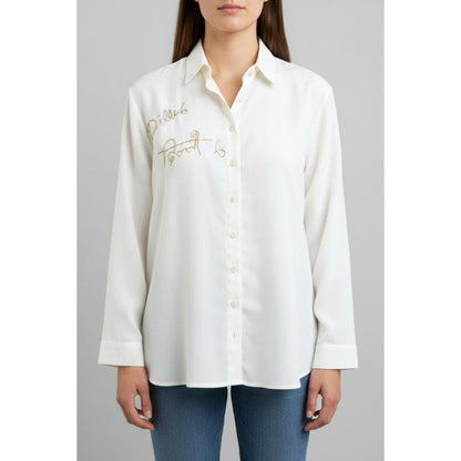 ORNAMAAS Dilli6 White Embroider Georgette Shirt