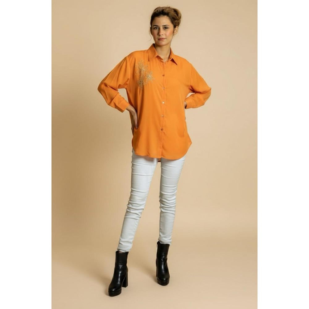 ORNAMAAS Tan Orange Sona Phool Shirt