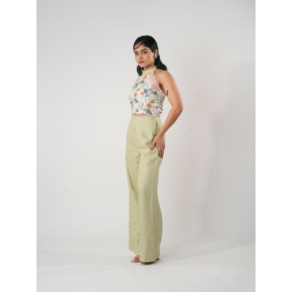 Orthodox White Floral Motif Hemp Crop Top
