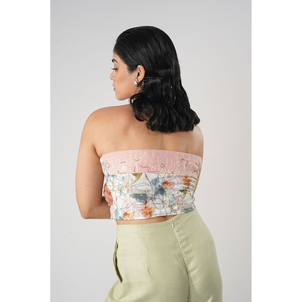Orthodox White Floral Motif Hemp Crop Top
