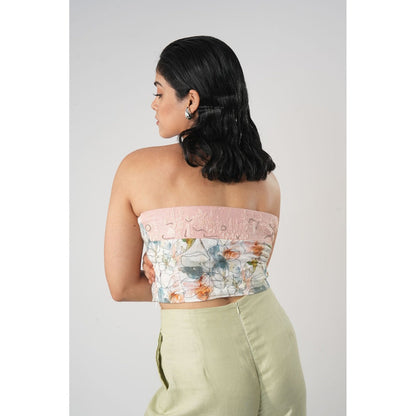 Orthodox White Floral Motif Hemp Crop Top