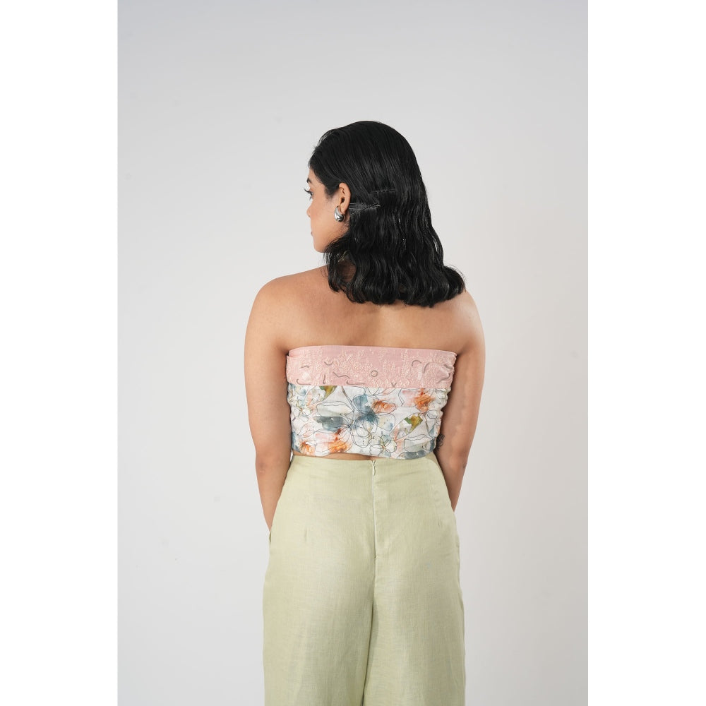 Orthodox White Floral Motif Hemp Crop Top