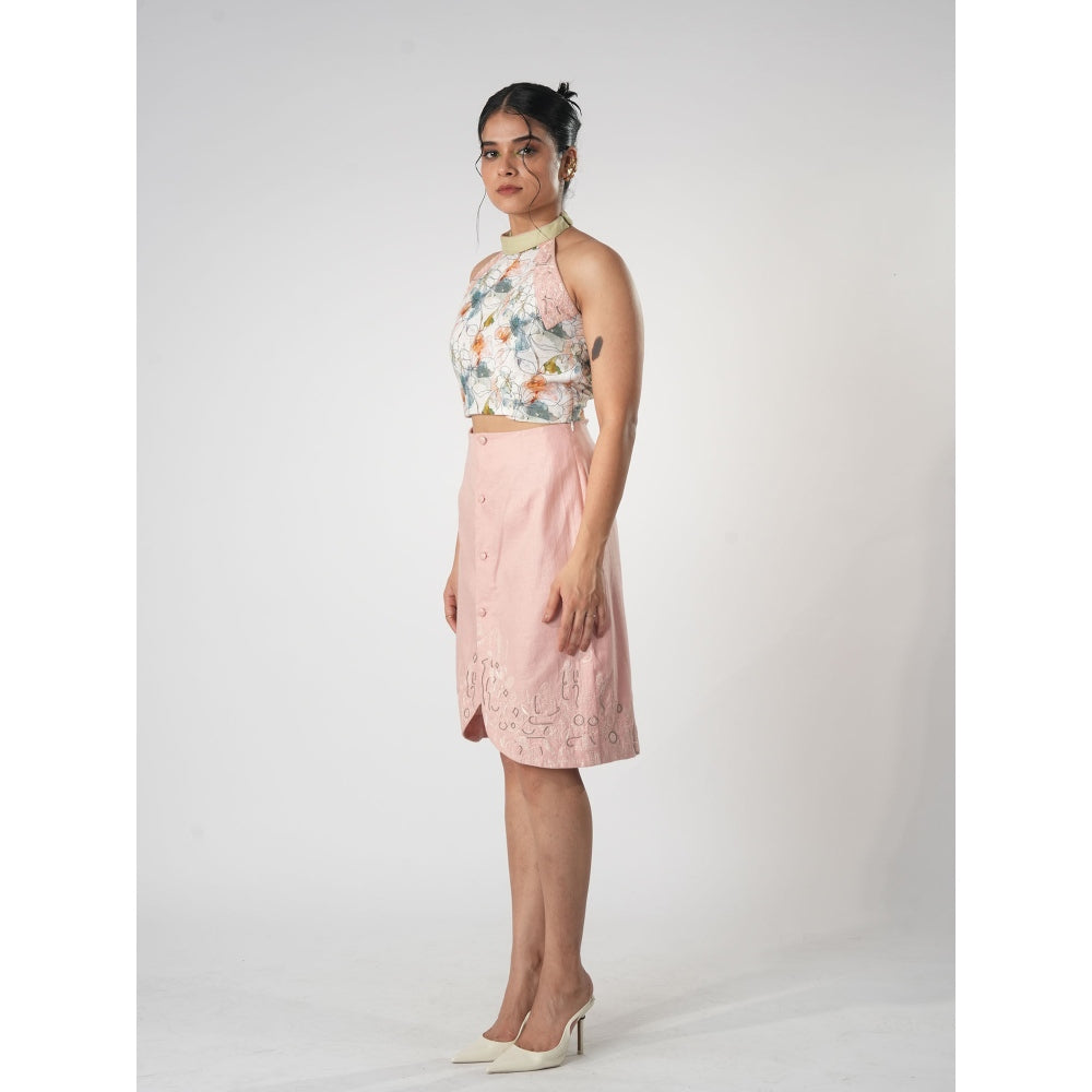Orthodox White Floral Motif Hemp Crop Top