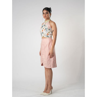 Orthodox White Floral Motif Hemp Crop Top