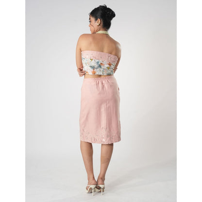 Orthodox White Floral Motif Hemp Crop Top