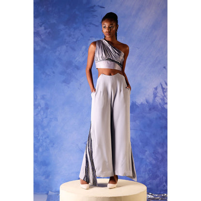 Orthodox Purple Celestial Satin One Shoulder Crop Top