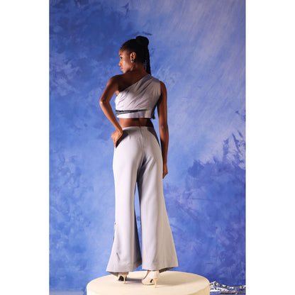Orthodox Purple Celestial Satin One Shoulder Crop Top
