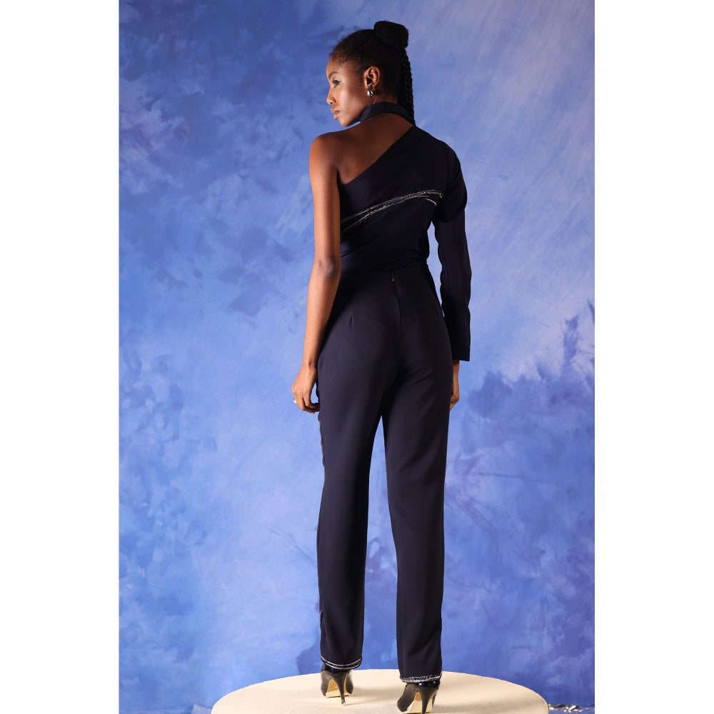 Orthodox Navy Blue One-Shoulder Bodysuit
