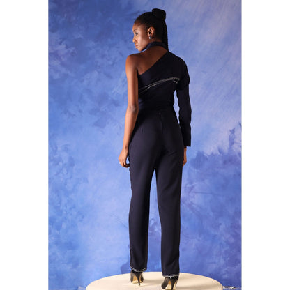 Orthodox Navy Blue One-Shoulder Bodysuit