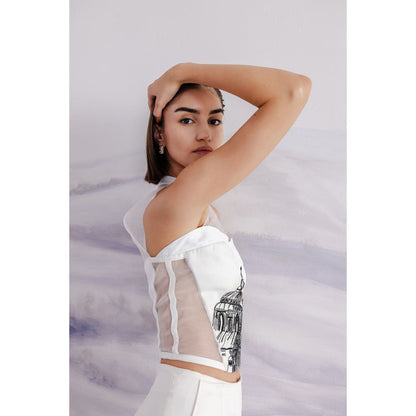Orthodox White Structured Halter Neck Crop Top