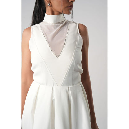 Orthodox White Organza Back Detail Bodysuit Top