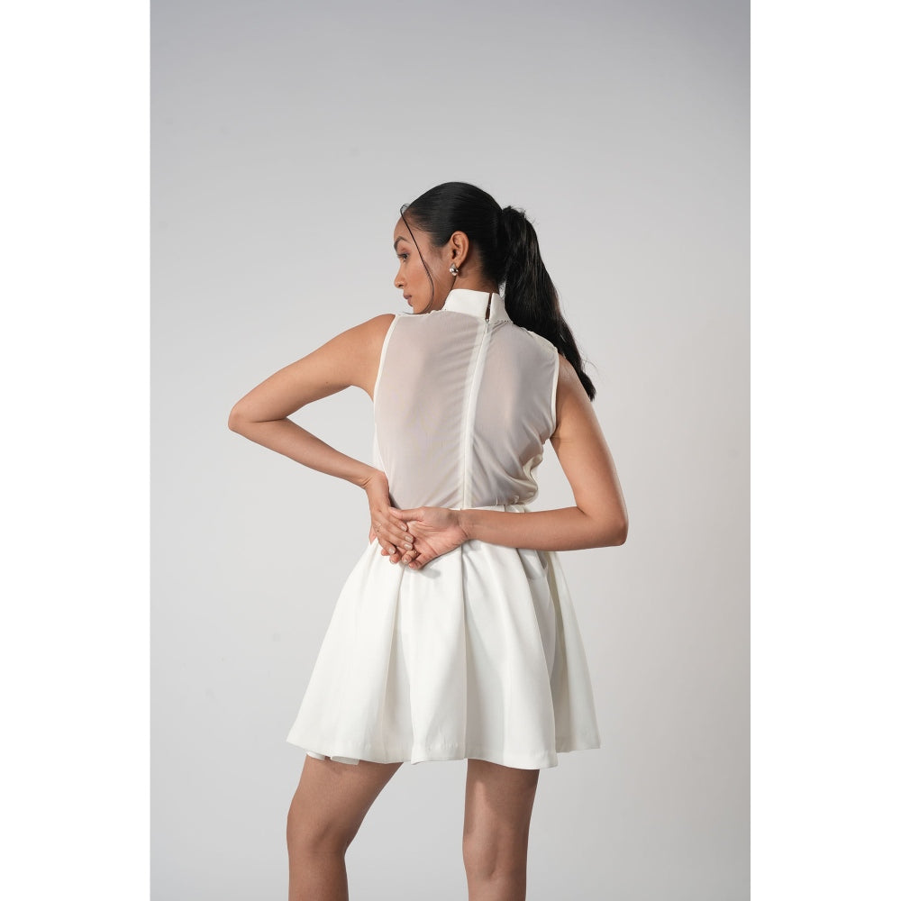 Orthodox White Organza Back Detail Bodysuit Top