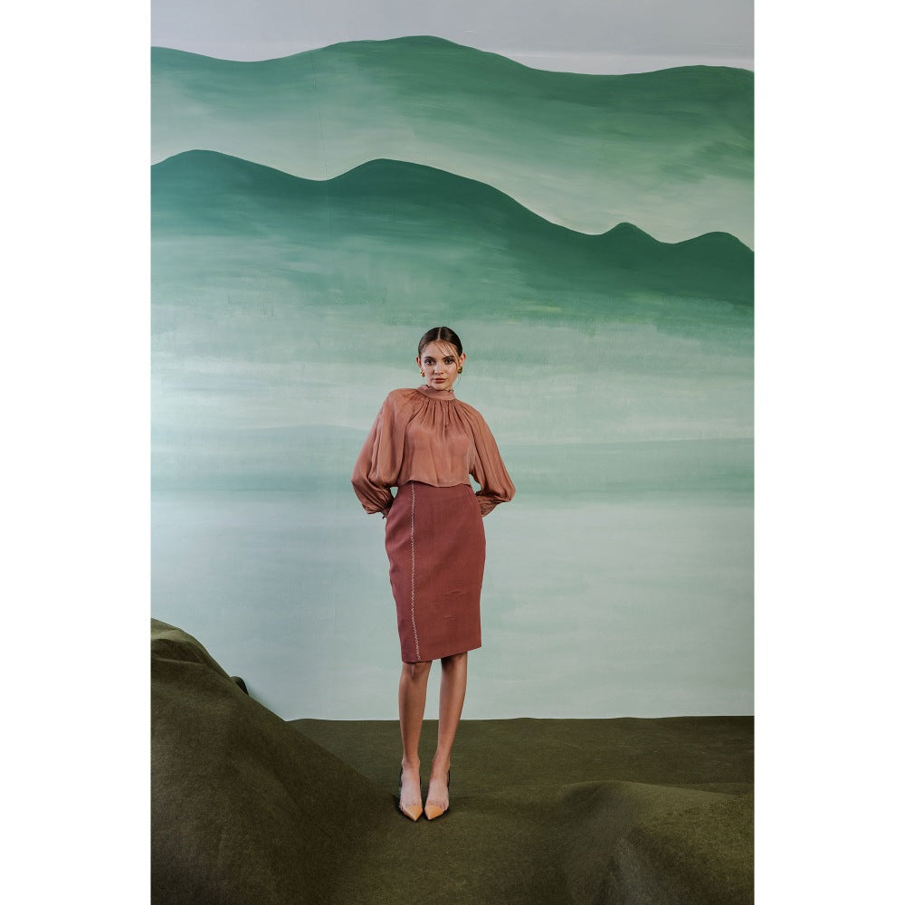 Orthodox Brown Imperial Gathered Top