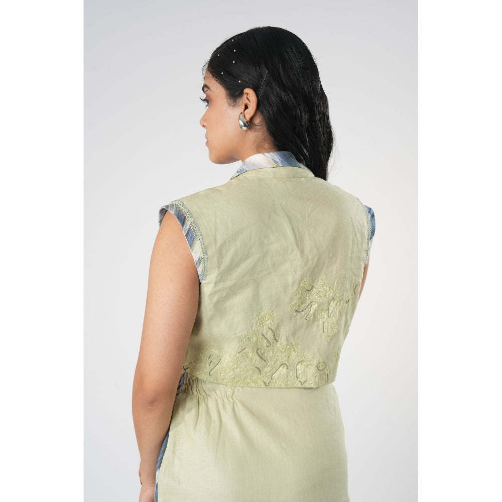 Orthodox Green Slim-Fit Hemp Cropped Blazer