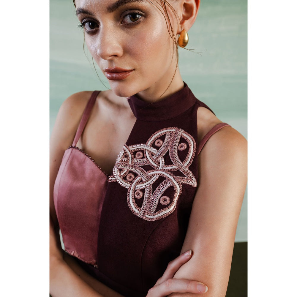 Orthodox Maroon Aurelian Elegance Half Overlay Jacket