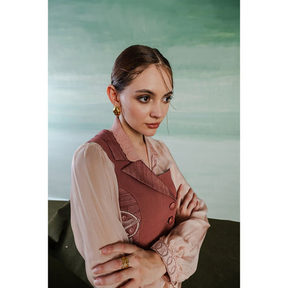 Orthodox Peach Imperium Asymmetrical Cropped Jacket