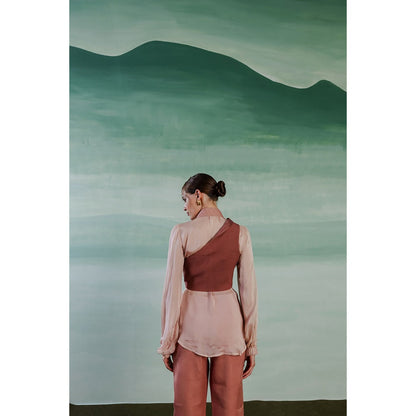 Orthodox Peach Imperium Asymmetrical Cropped Jacket