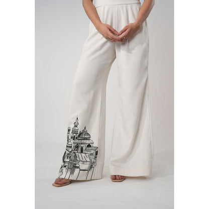 Orthodox White Aurelian Lopsided Trousers with Ancient Charm