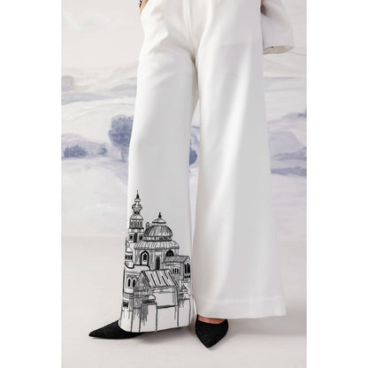 Orthodox White Aurelian Lopsided Trousers with Ancient Charm